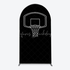 Lofaris Orange Black White Basketball Court Hoop Player Arch Backdrop Kit Sports Theme Birthday Party Decor