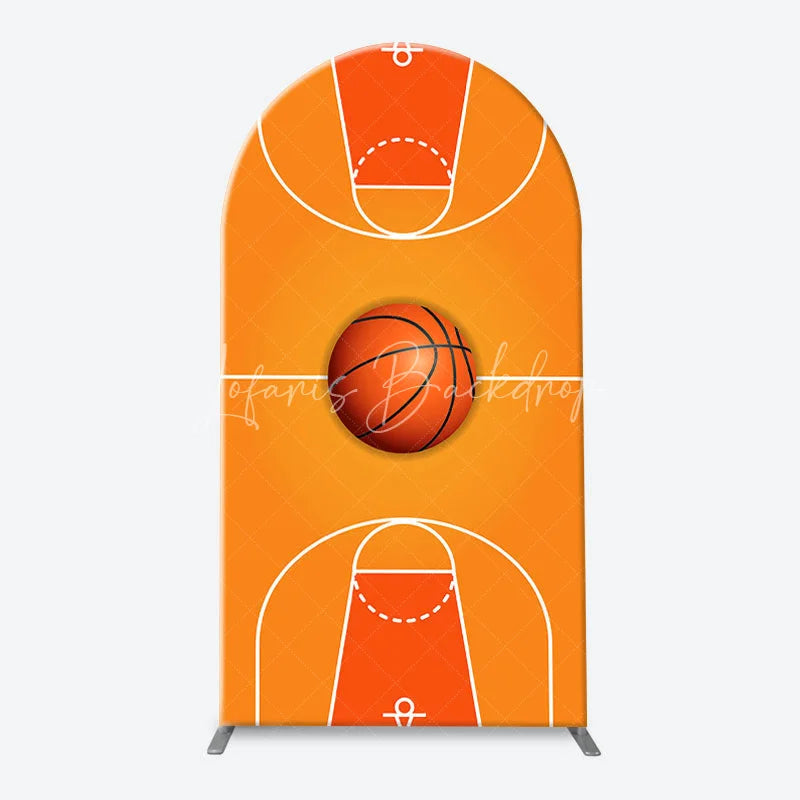 Lofaris Orange Black White Basketball Court Hoop Player Arch Backdrop Kit Sports Theme Birthday Party Decor