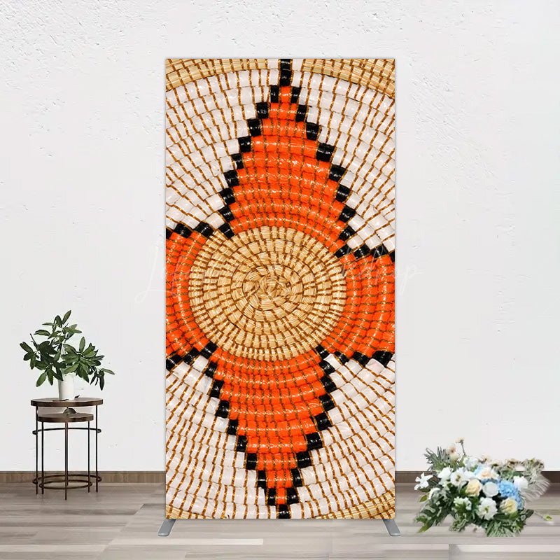 Lofaris Orange Brown Knitting Pattern Ethiopian Rectangle Backdrop
