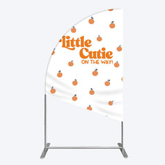 Lofaris Orange Little Cutie Baby Shower Half Moon Arch Backdrop