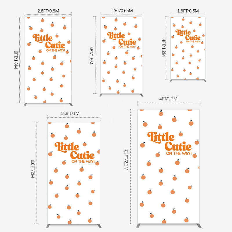 Lofaris Orange Little Cutie Baby Shower Rectangle Backdrop
