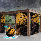 Lofaris Orange Moon Tree Waterproof Printed Outdoor Curtains