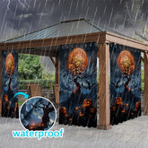 Lofaris Orange Moonlight Waterproof Printed Outdoor Curtains