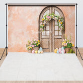 Lofaris Orange Retro Wall Door Eggs Easter Combo Set Backdrop