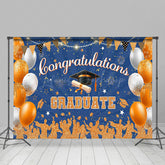 Lofaris Orange Silhouette Glitter Balloons Graduation Backdrop