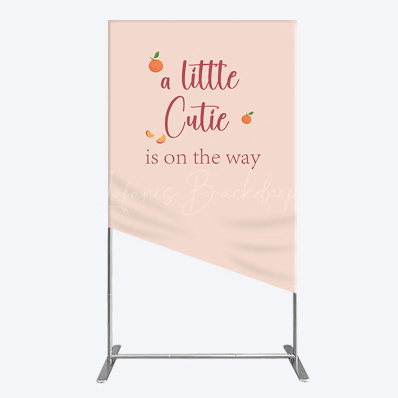 Lofaris Orange Sweet Cutie Baby Shower Rectangle Backdrop