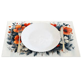 Lofaris Orange White Floral Heart Set of 4 Placemats Wooden Love Valentine Decoration Rustic Spring Table Mat