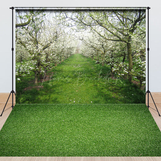 Lofaris Orchard Flowers Green Spring Combo Set Backdrop