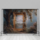 Lofaris Ornate Gold Frame in Enchanted Forest Photography Backdrop Misty Magical Woods Fairytale Wedding Background