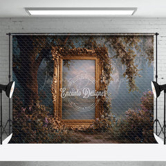 Lofaris Ornate Gold Frame in Enchanted Forest Photography Backdrop Misty Magical Woods Fairytale Wedding Background