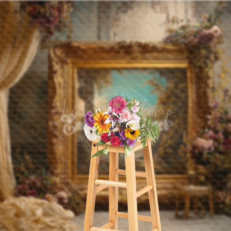 Lofaris Ornate Gold Frame in Palace Photography Backdrop Royal Baroque Wedding Decor Luxury Photo Background