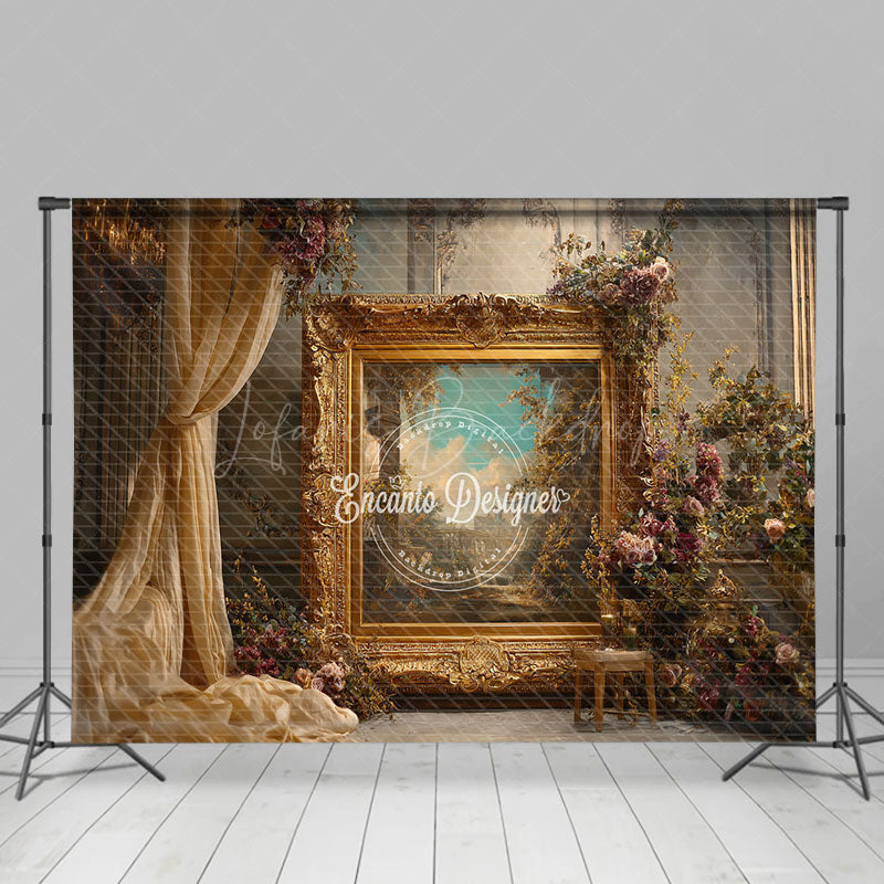 Lofaris Ornate Gold Frame in Palace Photography Backdrop Royal Baroque Wedding Decor Luxury Photo Background