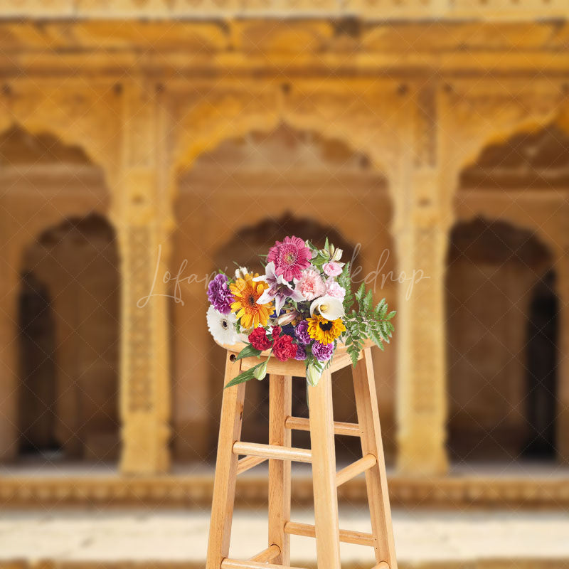 Lofaris Ornate Palace Courtyard Stone Arches Photo Backdrop
