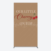 Lofaris Our Little Cherry On Top Rectangle Backdrop Minimalist Retro Themed Baby Shower Vintage Fruit Welcome Sign Decor