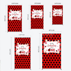 Lofaris Our Little Ladybug is Turning One Rectangle Backdrop Red and Black Polka Dot First Birthday Cute Insect Party Decor