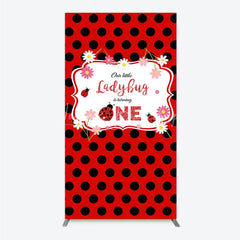 Lofaris Our Little Ladybug is Turning One Rectangle Backdrop Red and Black Polka Dot First Birthday Cute Insect Party Decor