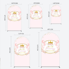 Lofaris Our Little Princess Baby Shower Arch Backdrop Pink and Gold Royal Crown with Balloons Girl Party Photo Booth Decor