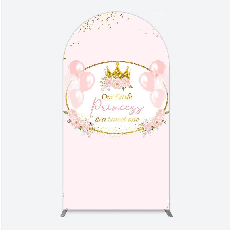 Lofaris Our Little Princess Baby Shower Arch Backdrop Pink and Gold Royal Crown with Balloons Girl Party Photo Booth Decor