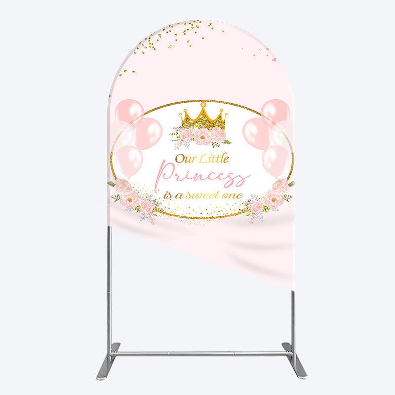Lofaris Our Little Princess Baby Shower Arch Backdrop Pink and Gold Royal Crown with Balloons Girl Party Photo Booth Decor