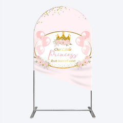Lofaris Our Little Princess Baby Shower Arch Backdrop Pink and Gold Royal Crown with Balloons Girl Party Photo Booth Decor