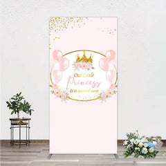 Lofaris Our Little Princess Baby Shower Rectangle Backdrop Pink and Gold Royal Crown with Balloons Girl Party Photo Booth Decor