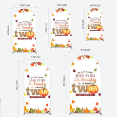 Lofaris Our Little Pumpkin is Turning Two Arch Backdrop Fall Autumn Leaves 2nd Birthday Rustic Party Photo Booth Decor