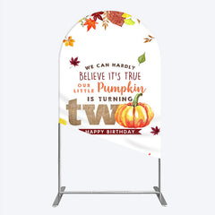 Lofaris Our Little Pumpkin is Turning Two Arch Backdrop Fall Autumn Leaves 2nd Birthday Rustic Party Photo Booth Decor