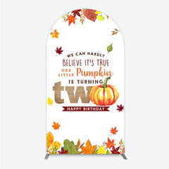 Lofaris Our Little Pumpkin is Turning Two Arch Backdrop Fall Autumn Leaves 2nd Birthday Rustic Party Photo Booth Decor