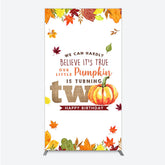 Lofaris Our Little Pumpkin is Turning Two Rectangle Backdrop Fall Autumn Leaves 2nd Birthday Rustic Party Photo Booth Decor