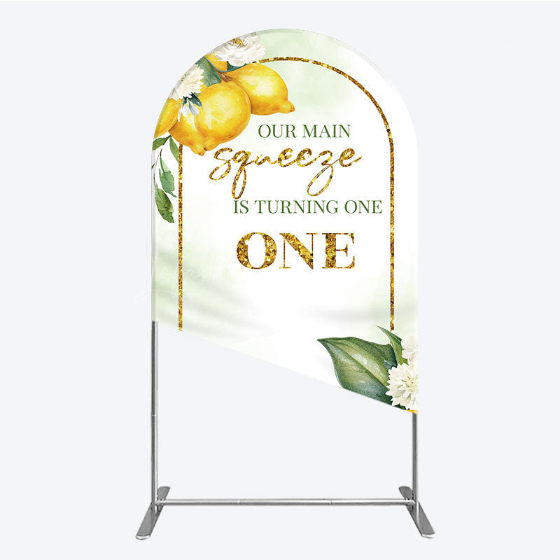 Lofaris Our Main Squeeze is Turning One Arch Backdrop Lemon Themed First Birthday Summer Citrus Party Photo Prop