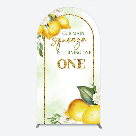 Lofaris Our Main Squeeze is Turning One Arch Backdrop Lemon Themed First Birthday Summer Citrus Party Photo Prop