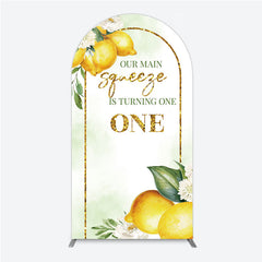 Lofaris Our Main Squeeze is Turning One Arch Backdrop Lemon Themed First Birthday Summer Citrus Party Photo Prop