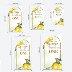 Lofaris Our Main Squeeze is Turning One Half Moon Arch Backdrop Lemon Themed First Birthday Summer Citrus Party Photo Prop