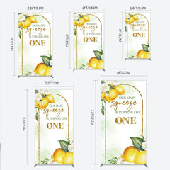 Lofaris Our Main Squeeze is Turning One Rectangle Backdrop Lemon Themed First Birthday Summer Citrus Party Photo Prop