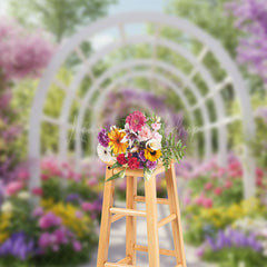 Lofaris Ourdoor Floral Arched Door Sweet Wedding Backdrop