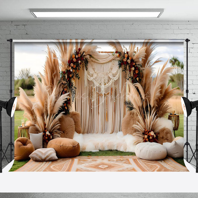 Lofaris Outdoor Beige Boho Bridal Shower Photography Backdrop