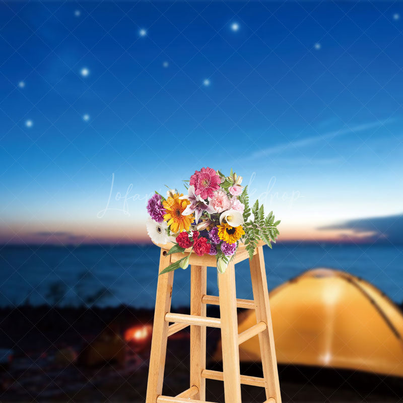 Lofaris Outdoor Camp Night Starry Sky Photography Backdrop