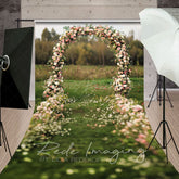 Lofaris Outdoor Floral Arch Grassland Wedding Sweep Backdrop