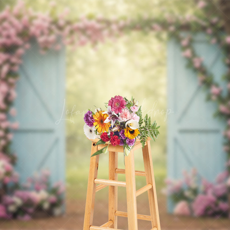 Lofaris Outdoor Floral Arched Door Bokeh Spring Backdrops