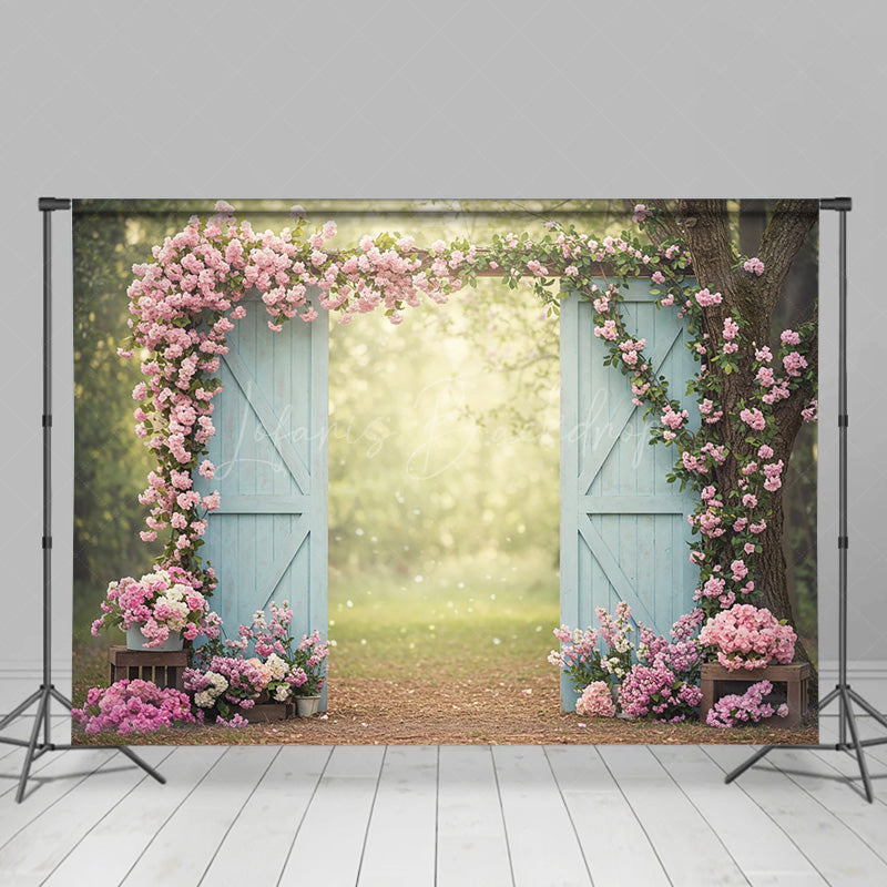 Lofaris Outdoor Floral Arched Door Bokeh Spring Backdrops