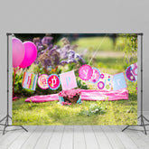 Lofaris Outdoor Grass Floral Birthday Cake Smash Backdrop