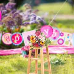 Lofaris Outdoor Grass Floral Birthday Cake Smash Backdrop