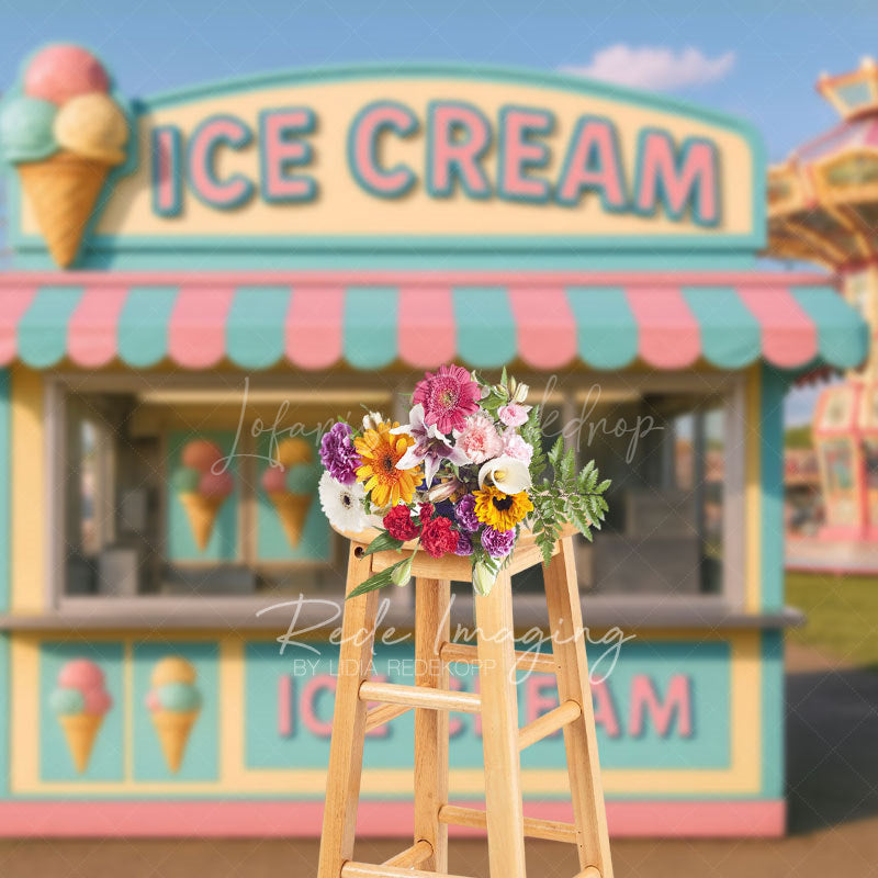 Lofaris Outdoor Playground Ice Cream Shop Photo Backdrop