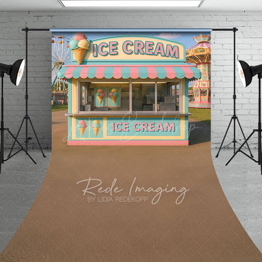 Lofaris Outdoor Playground Ice Cream Shop Sweep Photo Backdrop