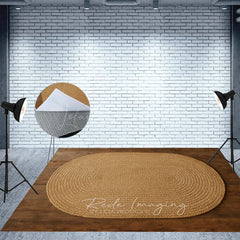Lofaris Oval Taupe Wooden Fabric Floor Backdrop For Photo