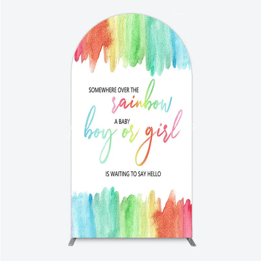 Lofaris Over The Rainbow Arch Backdrop Watercolor Colorful Stripe Decoration Gender Reveal Background