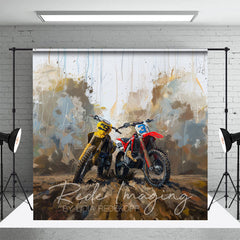 Lofaris Painted Abstract Muddy Dirt Bike Sport Photo Backdrop