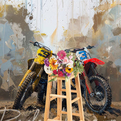 Lofaris Painted Abstract Muddy Dirt Bike Sport Photo Backdrop