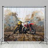 Lofaris Painted Abstract Muddy Dirt Bike Sport Photo Backdrop