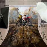 Lofaris Painted Abstract Muddy Dirt Bike Sport Sweep Backdrop